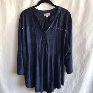 Shannon Ford New York blue tunic with silver studs, size 3X
